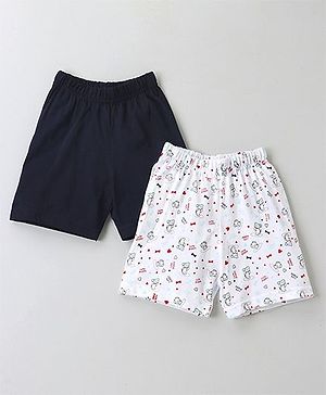 Babyhug Shorts Puppy Print Pack of 2 - Navy White