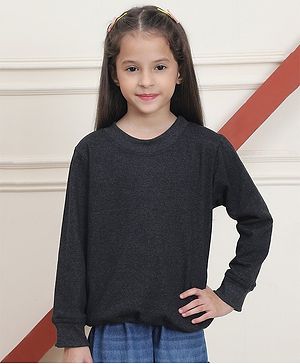 Mini & Ming Fleece Full Sleeves Solid Sweatshirt - Grey