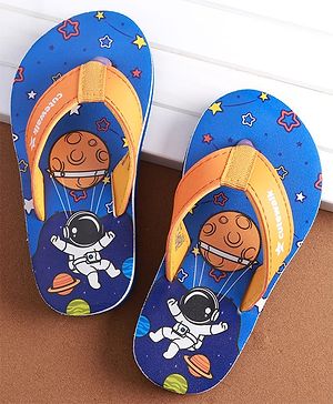 Cute Walk by Babyhug Slip on Flip Flops with Space Theme - Blue