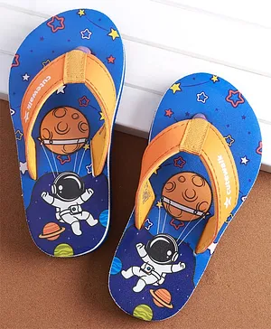 Cute Walk by Babyhug Slip on Flip Flops with
                      Space Theme - Blue