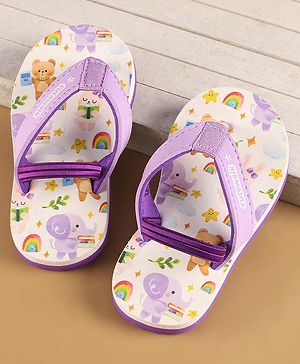 Cute Walk by Babyhug Flip Flops with Back Strap Closure & Elephant Print - Lilac
