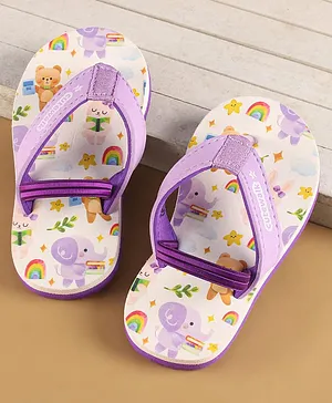 Cute Walk by Babyhug Flip Flops with Back Strap Closure & Elephant Print - Lilac