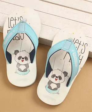 Cute Walk by Babyhug Flip Flops with Panda
                      Print - Blue