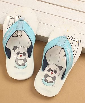 Cute Walk by Babyhug Flip Flops with Panda Print - Blue