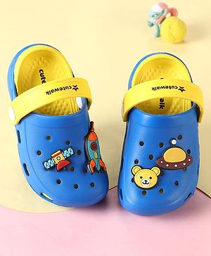 Cute Walk by Babyhug Clogs with Backstrap & Space Theme Applique - Blue