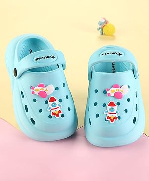 Cute Walk by Babyhug Clogs with Back Strap & Space Theme Applique - Light Blue