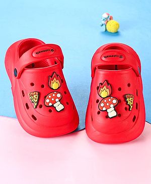Cute Walk by Babyhug Clogs with Back Strap & Mushroom Applique -  Red