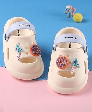 Cute Walk by Babyhug Clogs with Back Strap Closure & Paper Plane Applique - Cream