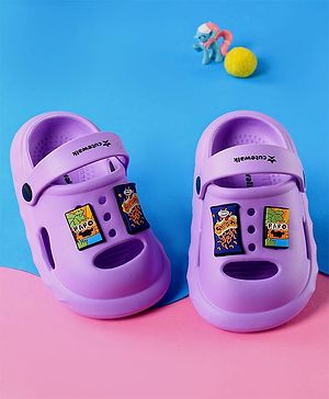 Cute Walk by Babyhug Clogs With Backstrap Closure & Paro Curlies Applique - Purple