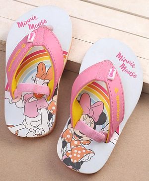 Cute Walk by Babyhug Disney Minnie Mouse Printed Flip Flops with Back Strap - Pink