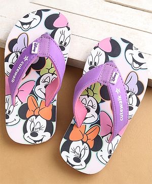 Cute Walk by Babyhug Flip Flops with Minnie Mouse Print - Purple