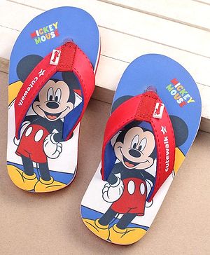 Cute Walk by Babyhug Disney Mickey Mouse Printed Slip On Flip Flops - Blue
