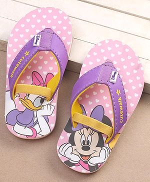 Cute Walk by Babyhug Disney Minnie Mouse & Daisy Printed Flip Flops with Back Strap - Purple