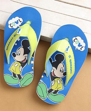 Cute Walk by Babyhug Flip Flops with Mickey Mouse Print - Blue