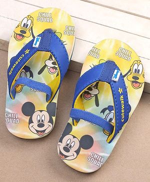 Cute Walk by Babyhug Disney Mickey Mouse Printed Flip Flops with Back Strap - Yellow
