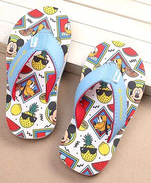 Cute Walk by Babyhug Disney Mickey Mouse Printed Slip On Flip Flops - Light Blue