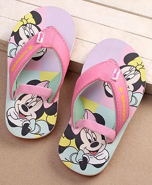 Cute Walk by Babyhug Disney Minnie Mouse Printed Flip Flops with Back Strap - Pink