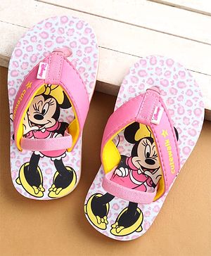 Cute Walk by Babyhug Flip Flops with Back strap Closure Minnie Mouse Print - Pink