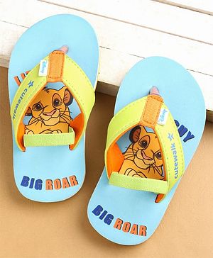 Cute Walk by Babyhug Flip Flops with Back Strap Closure Simba Print - Blue