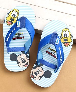 Cute Walk by Babyhug Flip Flops with Back Strap Closure Mickey Mouse Print - Blue