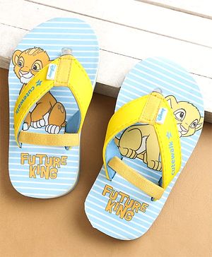 Cute Walk by Babyhug Flip Flops with Back Strap Closure Simba Print - Yellow