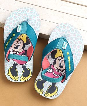 Cute Walk by Babyhug Flip Flops with Back Strap Closure Minnie Mouse Print - Blue