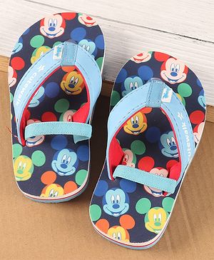 Cute Walk by Babyhug Disney Flip Flops with Back Strap Mickey Mouse Print - Blue
