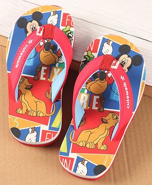 Cute Walk by Babyhug Disney Slip On Flip Flops with Back Strap Mickey Mouse Print - Red