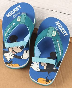 Cute Walk by Babyhug Disney Flip Flops with Back Strap Mickey Mouse Print - Blue