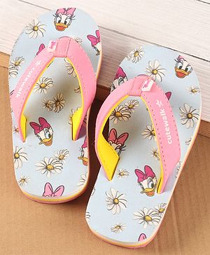 Cute Walk by Babyhug Disney Slip On Flip Flops with Floral & Daisy Duck Print - Pink