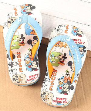 Cute Walk by Babyhug Disney Slip On Flip Flops with Mickey Mouse Print - Light Blue