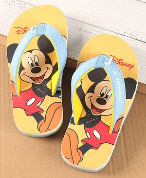 Cute Walk by Babyhug Disney Slip On Flip Flops with Mickey Mouse Print - Yellow