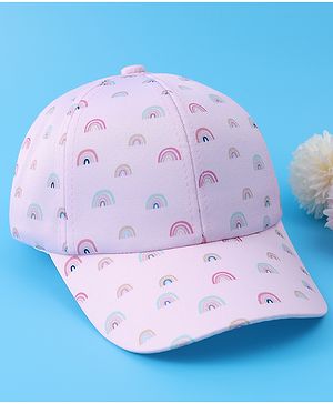 Babyhug Baseball Caps With Rainbow Print - Pink