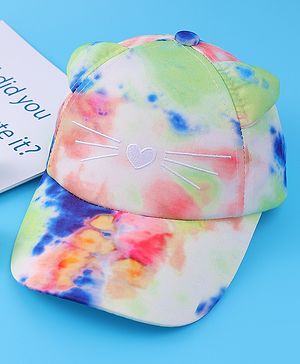 Babyhug Baseball Cap With Tie & Dye Print & Ear Applique - Multicolor