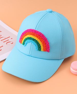 Babyhug Baseball Cap With Rainbow Embroidery - Light Blue