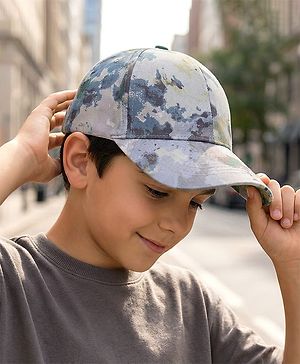 Pine Kids Cotton Baseball Cap With Tie & Dye Print - Grey