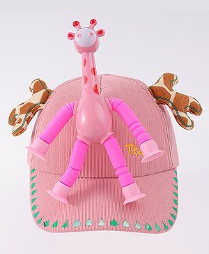 Babyhug Free Size Baseball Cap With Giraffe Applique - Pink Babyhug Free Size Baseball Cap With Giraffe Applique - Pink