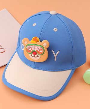 Babyhug Baseball Cap With Teddy Bear Applique - Blue