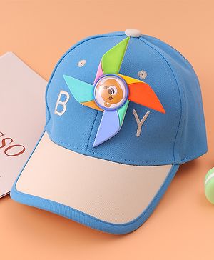 Babyhug Baseball Cap With Paper Windmill Applique - Blue