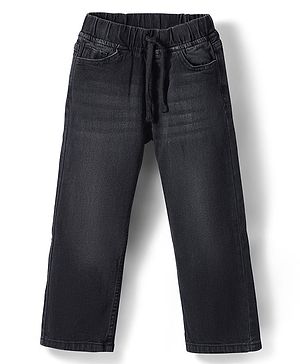 Pine Kids Denim Woven Full Length Washed Jeans - Black