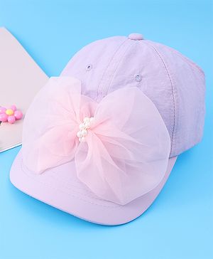 Babyhug Free Size Baseball Cap With Bow Applique - Purple Babyhug Free Size Baseball Cap With Bow Applique - Purple