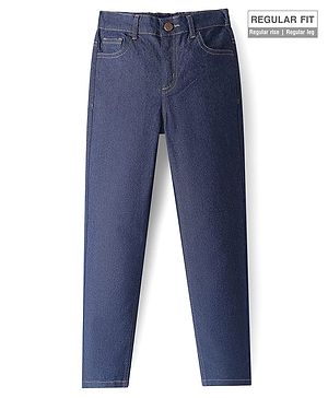 Pine Kids Woven Full Length Washed Denim Jeans -  Navy Blue