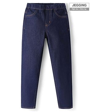Pine Kids Woven Ankle Length Washed Denim Jeggings - Navy Blue
