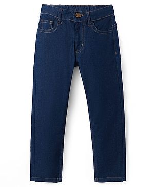Pine Kids Woven Full Length Washed Denim Jeans - Navy Blue