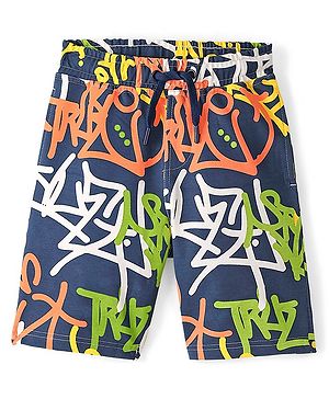 Pine Kids Above Knee Length Printed Shorts - Navy Blue