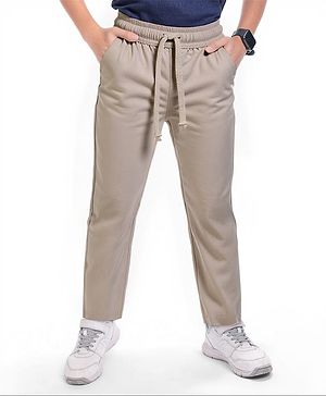 Pine Kids Cotton Woven Full Length Solid Colour Trouser - Beige