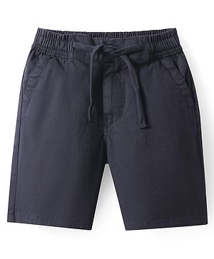Pine Kids Cotton Knit Above Knee Length Solid Colour Shorts - Navy Blue