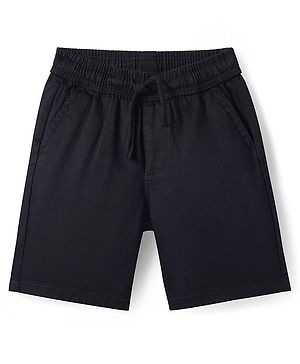 Pine Kids Cotton Woven Above Knee Length Solid Color Shorts - Black