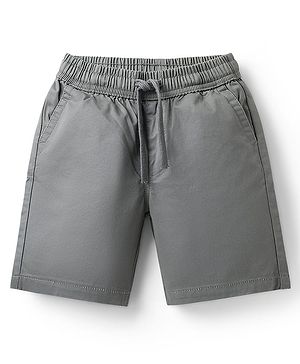 Pine Kids Cotton Woven Above Knee Length Solid Color Shorts - Grey