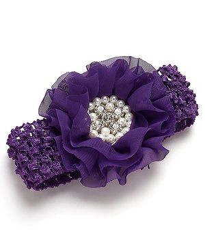 Bhoomi Collection Floral Designed & Rhinestones Embellished Headband - Purple